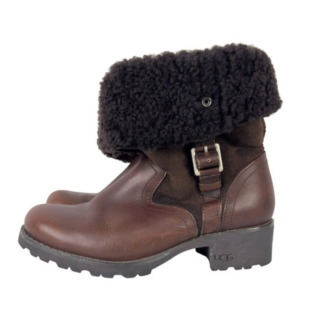 UGG‎ Bellvue II Brown Leather Foldover Boots Size 5